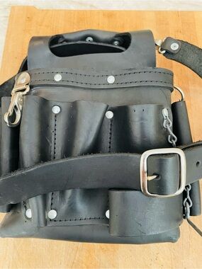 Ideal 35-811BLK Heavy Duty Leather Electrician Tool Pouch with Belt